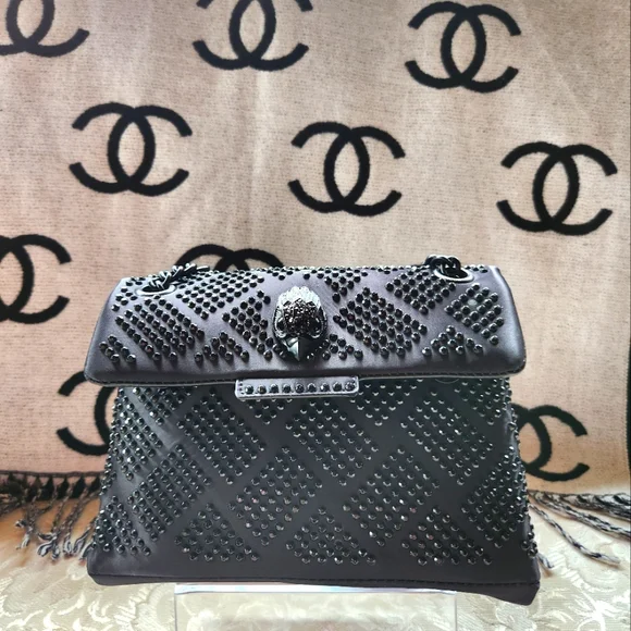 Kurt Geiger Black Studded Mini Purse/Clutch - Picture 5 of 6